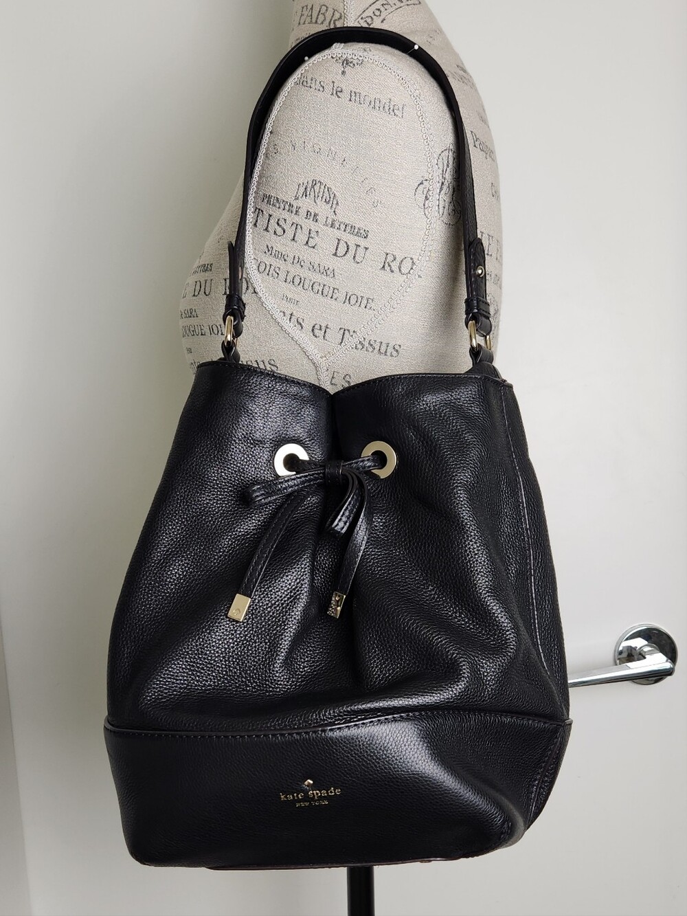 Black Leather Bucket Bag Shoulder Purse